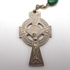 Vintage Irish Rosary Green Shamrock Beads Lourdes Erin Celtic Cross 26 