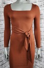 Thin Ribbed Sweater Dress Long Sleeve Bodycon Knee Length Womens Size Small