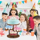 4 Tier Round Cupcake Tower Stand For 50 Cupcakes  360   Rotating Wood Cake Sta   