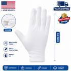 6 Pairs White Cotton Gloves Moisturizing Overnight Dry Hands Eczema Jewelry L