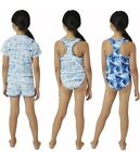 New Girl s Eddie Bauer Youth Reversible 4 Piece Swim Set  Blues  Large 14-16