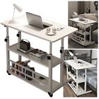 3-layer Rolling Laptop Desk Power Outlet Height Adjustable Sofa Bedside Table
