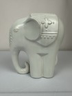 Ceramic Glazed White Elephant Statue Figurine 8 5  Tall