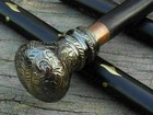 Handle Walking Stick Victorian Brass Cane Wooden  Vintage Style Antique Gift