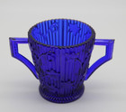 Vintage Glass Pioneer Save Imperial Committee Ivy Sugar Bowl Cobalt Blue