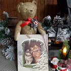 Adorable Primitive Antique Vintage Victorian Style Christmas Winter Cats Sign