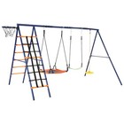 Heavy Duty Kids Play Swing Set W  3 Seats   Climbing Wall For Outdoor Backyard    