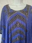 Nf Boho African Dashiki Kaftan Maxi Dress Blue Paisley Geometric Print Free Size