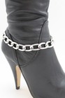 Women Silver Metal Boot Chain Links 2 Bracelets Shoe Anklet Charm Adjustable Set
