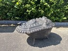 Antique French Cast Iron Coal Scuttle Hod Victorian Fireplace Grotesque Mask