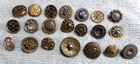 21 Vintage Antique Metal Picture Buttons Floral  16