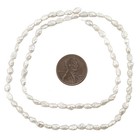 Light Silver Vintage Japanese Rice Pearl Beads 3mm White Oval 16 Inch Strand