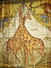 Salvatore Ferragamo Silk Twill Square Scarf Yellow Animal Print Giraffe Logo