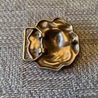 Antique Vintage Rose Flower Brass Solid Metal Belt Buckle Very Rare Great Patina