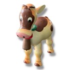 Vintage Handmade Carved Wood Cow Figurine Spain Folk Art Bobblehead