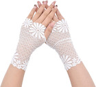 Women s Floral Fingerless Sunblock Lace Elegant Short Floral Gloves For Bridal P