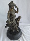 Antique Bronze Statue Mother With Child Repaired Inside 15  7lbs 6ozs Stunning