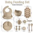O doe Baby Weaning Set     15 Pcs Silicone Baby Feeding Set   beige 