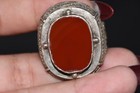 Vintage Jeweller Persian Old Agate Animal Carving Antique Inscribed Silver Ring