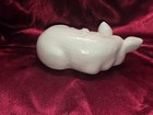 Vintage Ceramic White Laying Down Pig Figurine