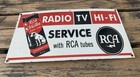 Vintage Radio Tv Hi-fi Service With Rca Gasoline Oil  Porcelain Gas Pump Sign
