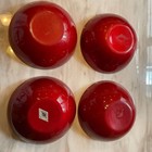 Set Of 4 Vintage Emalox Norway Red Enamel Bowls