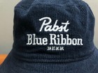 Pabst Blue Ribbon Beer Bucket Hat Navy Blue Corduroy Mad Engine Brew