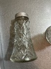 Vintage Diamond Pattern Salt   Pepper Shakers - Set Of 2 Glass