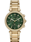 Michael Kors Women Mk6263 Parker Gold Chronograph Green Dial Watch 36mm