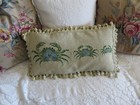 Vintage Aubusson Style Blue Crabs Needlepoint Pillow Cover W Petit Point Nwot