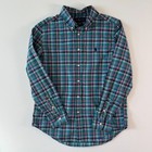 Ralph Lauren Boys Long Sleeve Button Down Sz  L  14-16  Plaid Blue Pink Green