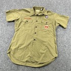 Vintage Boy Scout Shirt Mens Medium Olive Green Bsa Uniform Dacron Regular