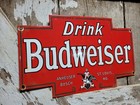 Vintage Budweiser Porcelain Sign Old Beer Bottle Beverage Alcohol Bar Bud Lite