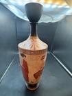 Vtg Souvenir Of Greece Pottery Painted Olive Oil Jug White Ground Lekythos 15 