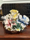 Italian Capodimonte Floral Porcelain Centerpiece Handmade In Naples