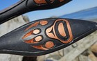 Northwest Coast Native American Carved Wolf Paddles  Indigenous Authentic Art