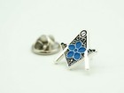 Freemasons Silver Square And Compass Lapel Pin With Masonic Forget Me Not - Lp52