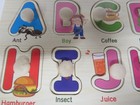 Childs Wooden 28 Piece Alphabet Puzzle With Pegs 3-5 Years Ships Free