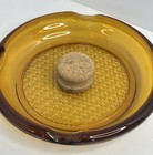 Vtg Dark Amber Glass W pipe Knocker Ashtray   Metal Pipe Holder Chair