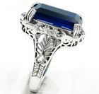 10ct Treated Blue Sapphire 925 Sterling Silver Filigree Look Ring Jewelry Sz 7