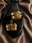 Vintage Women Gold Tone Faux Pearl Bow Shoe Clips Pair Elegant Statement