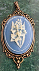 Vintage  Victorian Cameo Old Brass Carved Resine Pin Brooch Pendant