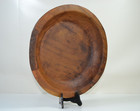 Antique Large Hand-carved Plate Round One Wood Dough Rustic Farmhouse 14 8 x2 8 