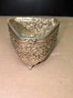 Vintage Ornate Ormolu Gold Beveled Gilt Glass Filigree Footed Jewelry Casket Box