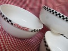 Coca-cola 2002 Nesting Soup cereal Bowls Checkered Rim Stoneware Gibson 4pc