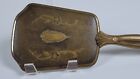 Vintage Brass Vanity Hand-held Mirror With Floral Accents  mirror Cracked 