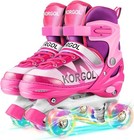 Kids Roller Skates Adjustable Size With 8 Light Up Wheels Outdoor Roller Skating