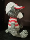 Crochet Grey Teddy Bear With Baseball Cap Handmade Doll Stuffed Animal Toy