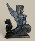 Pair Of Carved Caryatids Sphynx Mythological Wing Arhitectural Carvings 19th C