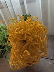 Vtg French Beaded Orange Flower Mum Mums Large Handbeaded